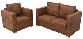 vidaXL Set canapea 2 piese Imitație piele întoarsă