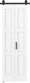 HOMCOM Ușă Culisantă Pliabilă pentru Interior 71.2x213.4cm, Șină Silențioasă din Oțel, Mâner, Ghidaj, Role, Ușă de Interior Rustică, din MDF și Lemn de Pin, Impermeabilă, pentru Bucătărie, Baie | Aosom Romania