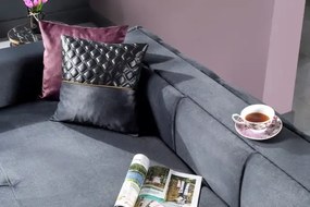 Canapea extensibila cu 3 locuri living – stofa gri, detalii aurii – Extra