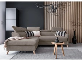 Colțar maro deschis extensibil cu tapițerie din catifea (cu colț pe partea stângă ) Sweet Harmony – Miuform