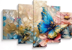 Tablou - Pictura de flori și fluturi (150x105 cm)
