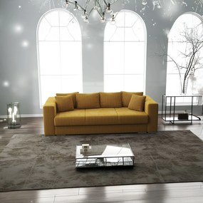 Canapea extensibilă dumonde cu ladă de depozitare si sezut confortabil din spuma high-density, Gloria Zoom Mustar 240x100 cm