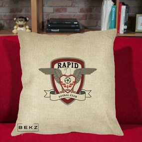 Perna Personalizata Rapid Fotbal Club 1923, 40x40 cm, Crem, Husa Detasabila, Perna Inclusa, BEKZ®