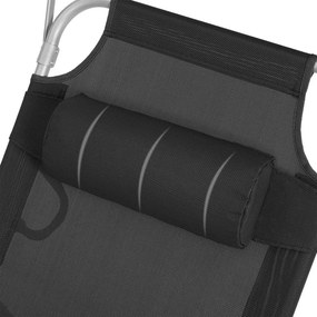 Șezlong de grădină LAGUNA cu copertină reglabilă, 193x53x29cm, negru SongmicsHome