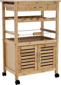 Carucior servire NAVID, stejar, bambus, 56x36x85 cm