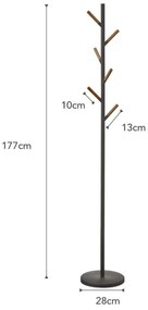 Cuier cu detalii din lemn de fag YAMAZAKI Plain Pole Hanger, negru