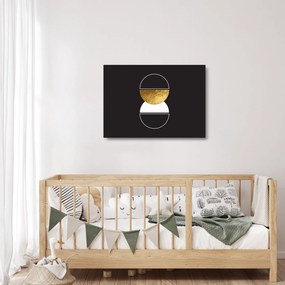 Tablou pe sticlă - Abstracție de aur și negru N⁰2 (70x50 cm)