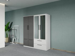 Set mobila dormitor complet Alb/Gri Levi C07