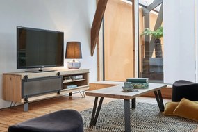 Comodă TV lemn masiv Fusion Multiple Dimensiuni - 55 x 45 x 170 cm, Tabac