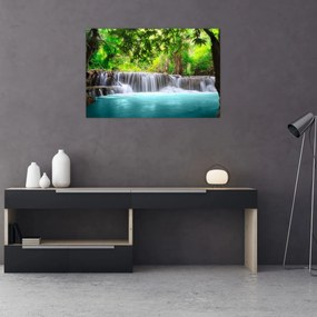 Tablou - Cascadă, turcoaz (90x60 cm)