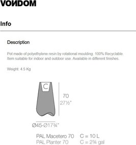 Ghiveci plante, flori design decorativ modern pentru amenajari interioare si exterioare, VLEK PLANTER 51013R Vondom