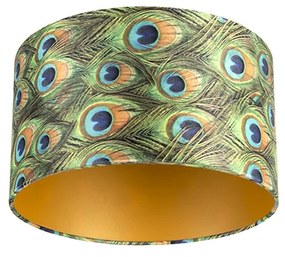 Abajur din catifea cu design de păun 35/35/20 cu interior auriu