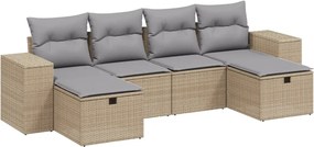 vidaXL Set canapele de grădină, 6 piese, cu perne, bej, poliratan