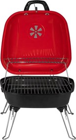 Gratar pe carbuni Muhler 1003819, 41 x 41 x 40 cm, Grill zincat, Capac, Rosu