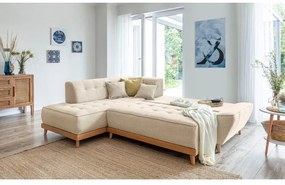 Colțar extensibil cu șezlong pe partea stângă Miuform Dazzling Daisy L, bej