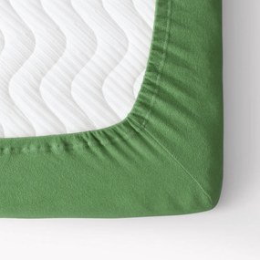 Goldea cearceafuri de pat din terry cu elastic - verde închis 120 x 200 cm