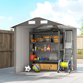 Outsunny Șopron de Grădină din Oțel cu 2 Uși Glisante, Negru, 2,6 m² | Aosom Romania