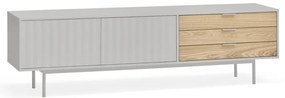 Comodă TV gri/în culoare naturală cu aspect de lemn de stejar 180x52 cm Sierra – Teulat