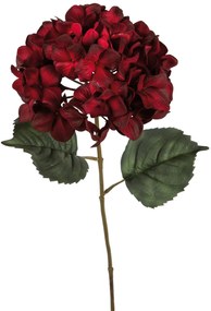 Floare artificiala hortensie, Fibre artificiale, Rosu inchis, 68 cm