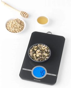 Cantar de bucatarie Brabantia Tasty+ 1001251, Pana la 5 kg, 3x baterii AAA, TARA, Ecran LCD, Gri inchis