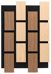 Panou riflaj acustic decorativ, MDF si pasla, AC17, 60x40x2.1cm, Stejar/Stejar inchis