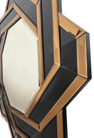 Oglinda rotunda Silvia negru/auriu inchis – Ø80 cm