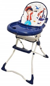 Scaun de masa pentru copii si bebe Baby Care™ CH ,Pliabil, Centura de siguranta, Sezut comfortabil, Masuta detasabila, Model Micul Matelot , Alb cu
