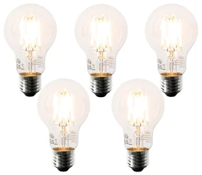 Set de 5 becuri LED E27 A60 transparente 6W 630lm 2200K