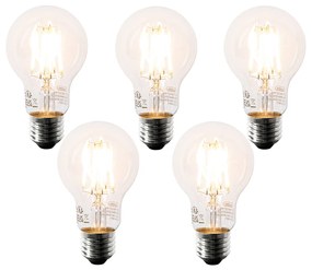 Set de 5 becuri LED E27 A60 transparente 6W 630lm 2200K