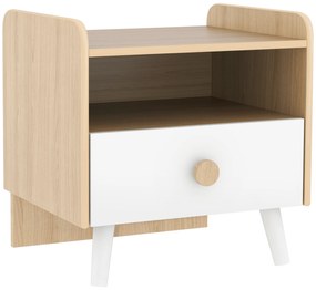 AIYAPLAY Noptieră cu Sertar pentru Copii 3-10 Ani, cu Design Minimalist pentru Dormitor, 40x32,5x40 cm, Lemn Natural | Aosom Romania