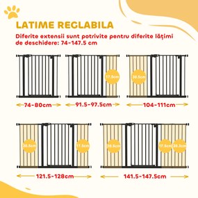 Gard extensibil PawHut din fier pentru animale, negru | Aosom Romania
