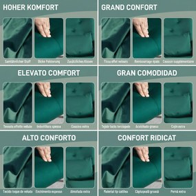 HOMCOM Fotoliu Balansoar din Catifea cu Spătar Înalt, Fotoliu Balansoar cu Pernă și Brațe, 70x86x94 cm, Verde | Aosom Romania