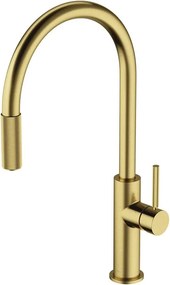 Baterie bucatarie cu dus extractibil Omnires Switch cu sistem filtrare apa finisaj alama periata