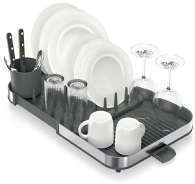 Scurgător de vase gri ajustabil din oțel inoxidabil 35x39 cm Duo – Joseph Joseph