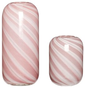 Set 2 vaze din sticlă Hübsch Candy, alb - roz