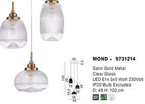 Lustra cu 3 pendule design modern Mond