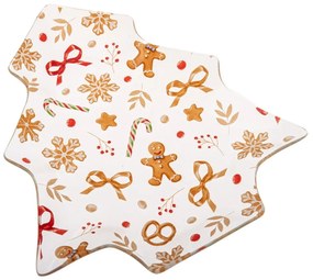 Farfurie albă pentru servire din sticlă cu model de Crăciun Gingerbread – Dakls