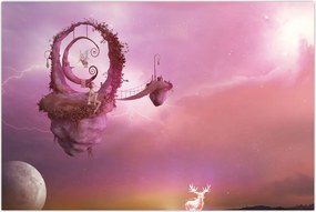 Tablou - Zână pe o insulă plutitoare (90x60 cm)