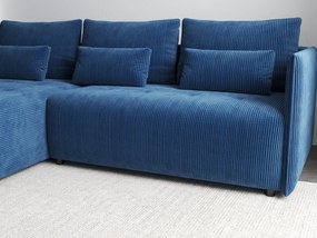 Colțar extensibil dumonde cu ladă de depozitare si sezut confortabil din spuma high-density, Malta Zoom Blue II 235x185 cm