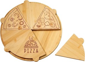 Tava rotunda pentru servirea pizzei Kesper 58468, Bambus, 36 cm, 6 felii, Maro