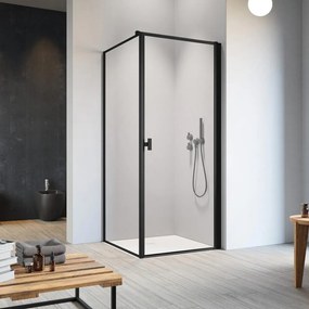 Cabina de dus dreptunghiulara cu usa batanta Radaway Nes KDJ I Frame 100x90 cm finisaj negru mat-transparent dreapta