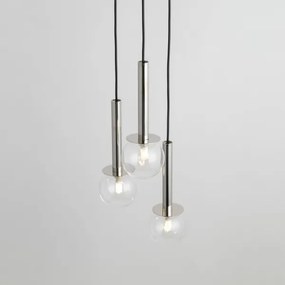 Lustră pe cablu DAISY 3xG9/12W/230V d. 27 cm crom lucios/negru/transparent