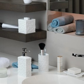 Organizator de baie alb pentru dischete demachiante, din polirășină Agda – Spirella