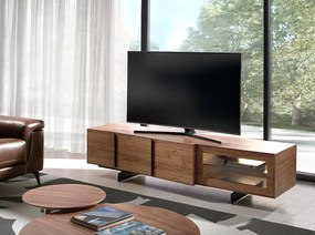 Comoda TV moderna cu design original si iluminat LED Wood