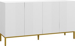 HOMCOM Bufet Modern pentru Living cu 4 Uși și Rafturi Reglabile, Închidere Moale, 140x40x75 cm, Alb | Aosom Romania