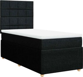 vidaXL Pat box spring cu saltea, negru, 100x200 cm, textil