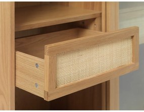 Vitrină în culoare naturală cu aspect de lemn de stejar cu ușă glisantă 110x160 cm Barrali – Unique Furniture