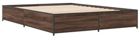 3279851 vidaXL Cadru de pat, stejar maro, 120x200 cm, lemn prelucrat și metal