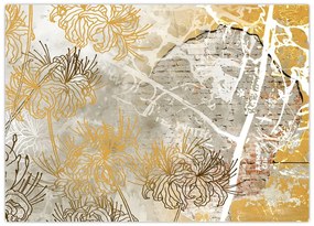 Tablou pe sticlă - Vintage perete cu flori (70x50 cm)