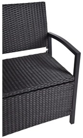 Bancă de grădină neagră din ratan artificial Ferrara – Garden Pleasure